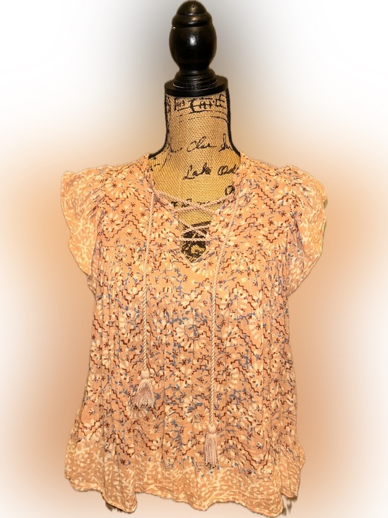 Ulla Johnson Tops - Ulla Johnson Peach Flutter Sleeve Airy Cotton Gauze Boho Cottage Tassel Top 8